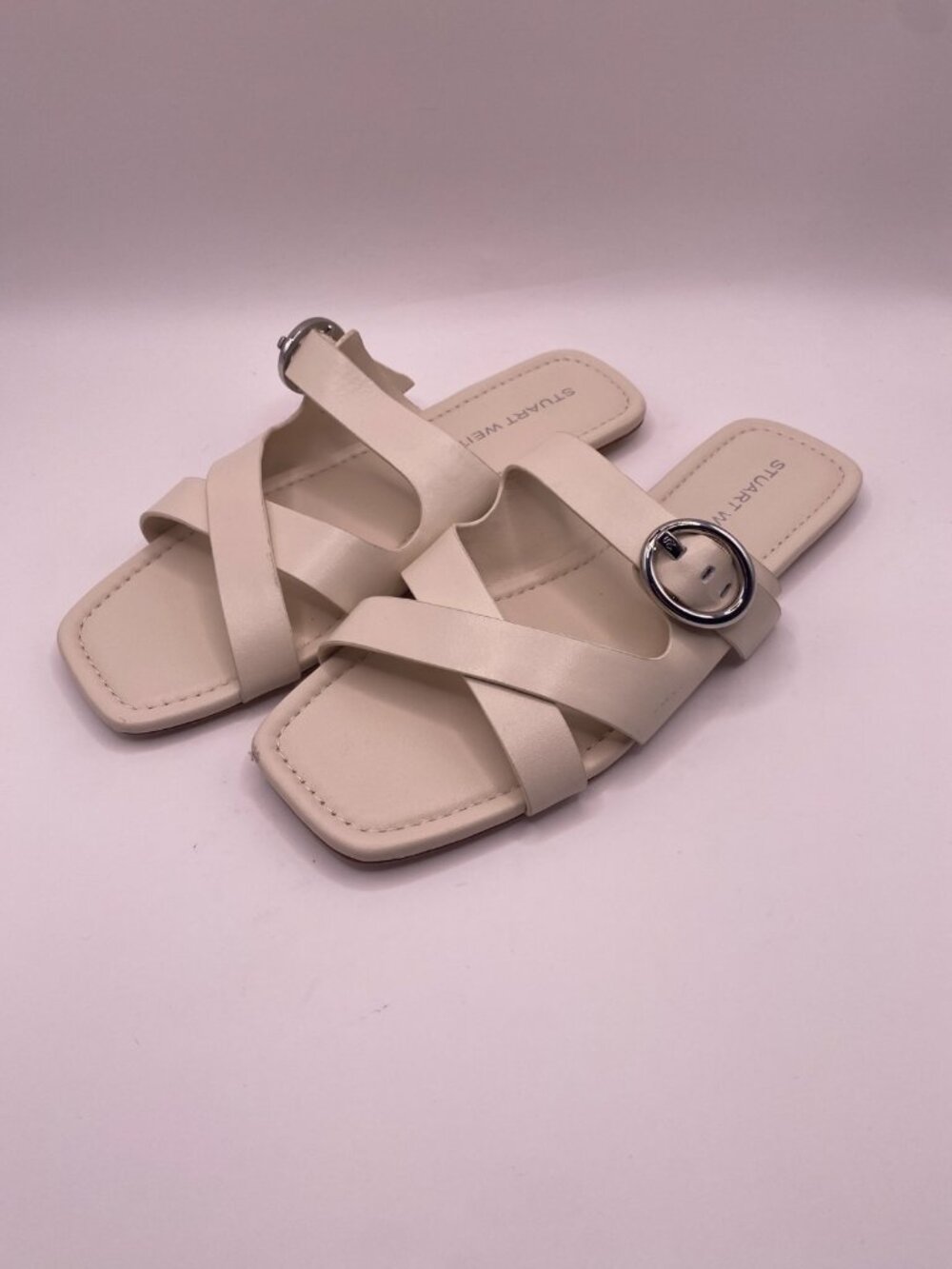 Stuart Weitzman Womens Linen Villa Leather Sandals Sz 7